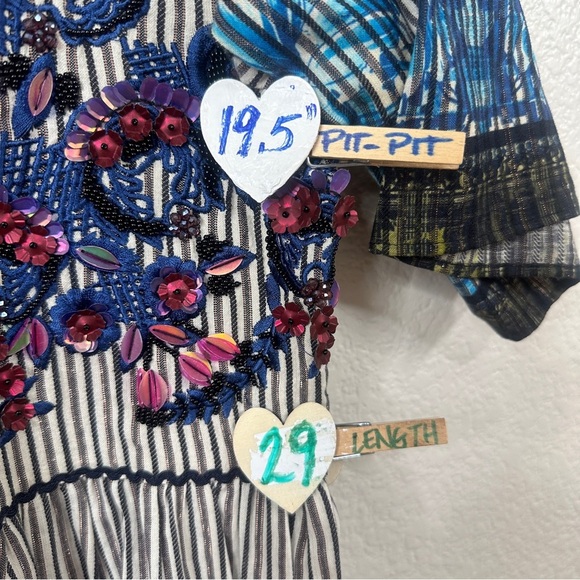 Anthropologie Bhanuni by Jyoti Plumier Blouse Beaded Boho Babydoll Top MEDIUM - Picture 8 of 10